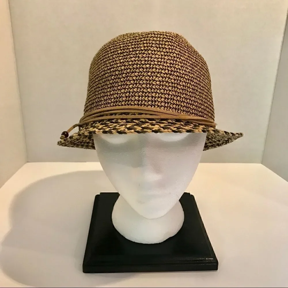 New! Nine West Straw Hat With Leather String